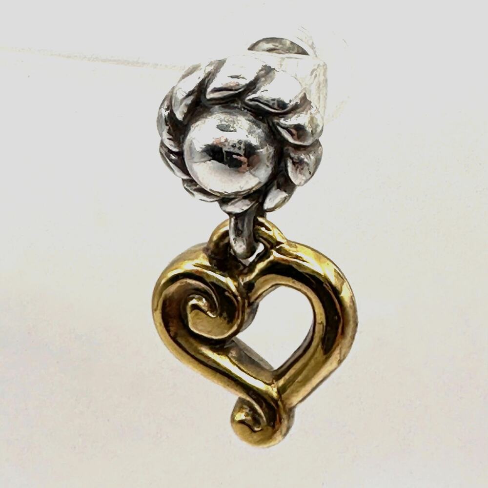 Brighton Two Tone Heart Dangle Drop Earring Jewelry Gold Silver Vintage Two tone